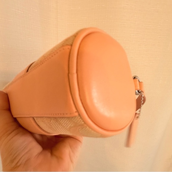 Coach Mini Barrel Bag Peach Cream Signature Shoulder Bag - Picture 7 of 12